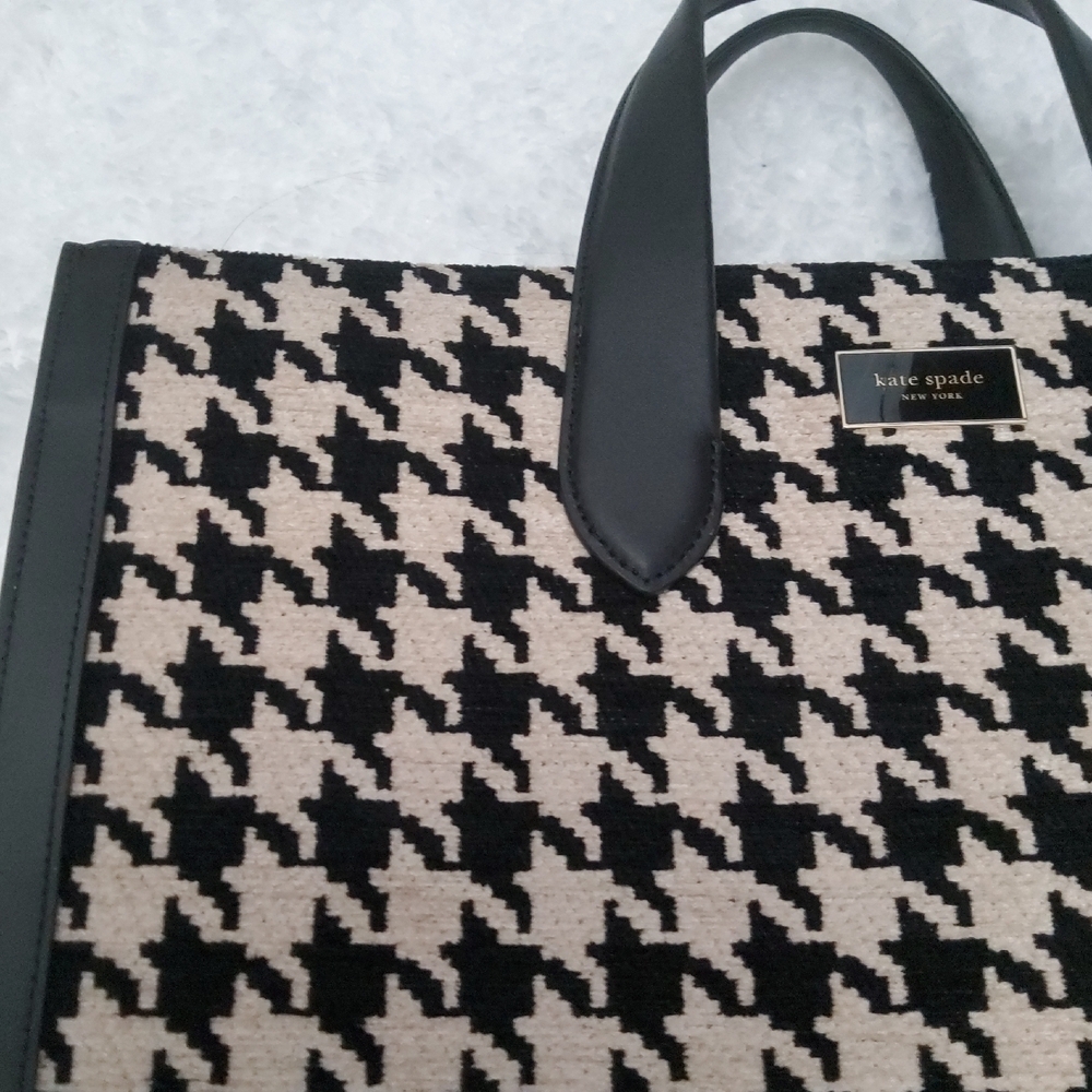 TWEED FOR FALL!  Kate Spade Houndstooth Tote - Picture 2 of 10